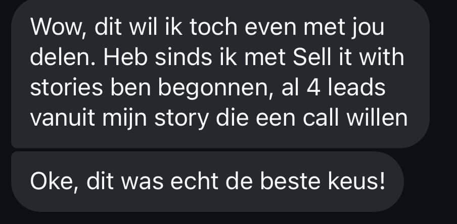 Klant deelt ervaring: 4 leads vanuit Instagram Stories na deelname aan Sell it with Stories