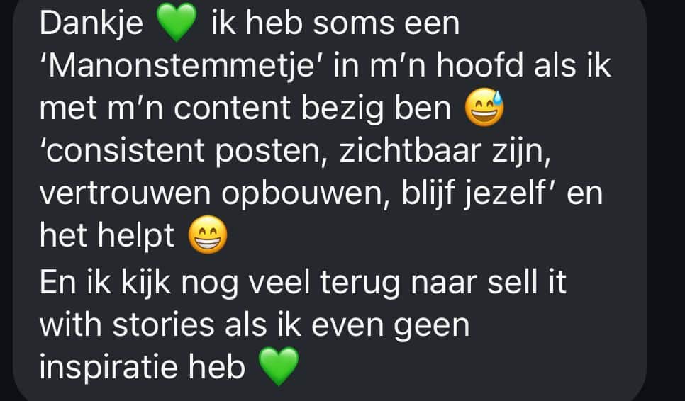 Klant deelt positieve ervaring met Sell it with Stories