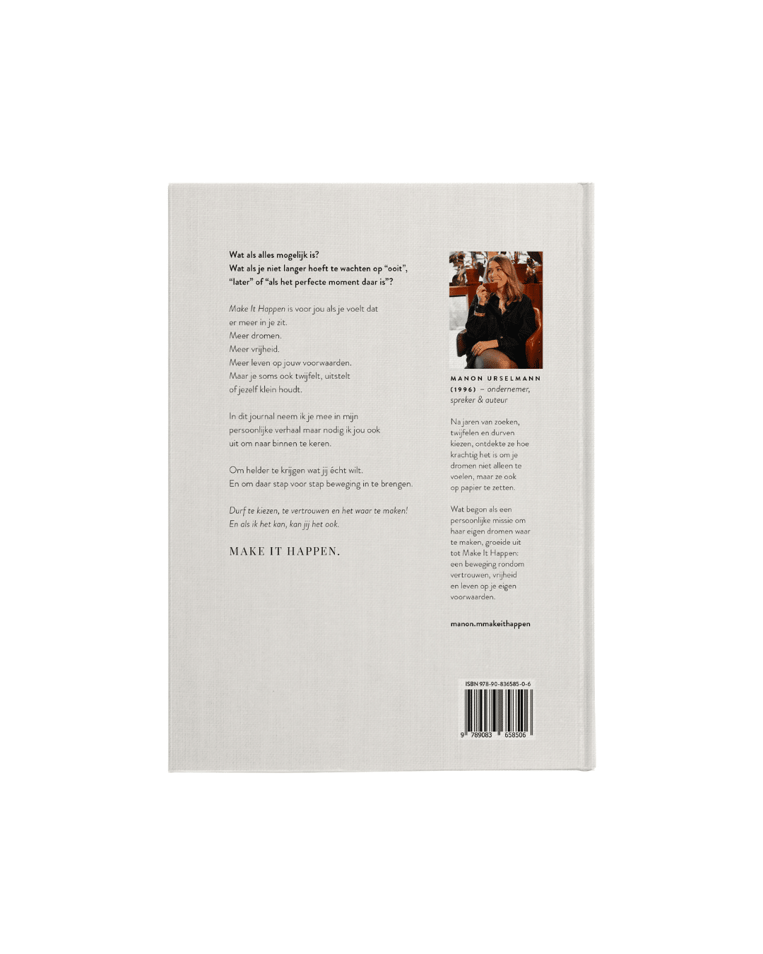 Manon van M-Make It Happen – portretfoto voor haar eerste boek en Journal over vertrouwen, lef en vrijheid.<br />